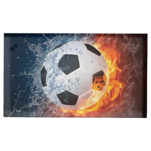 Flaming Football/Soccer Ball Throw Pillow Place Card Holder