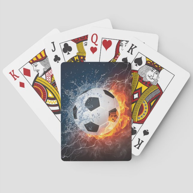 Flaming Football/Soccer Ball Throw Pillow Poker Cards (Back)