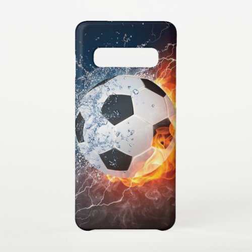 Flaming FootballSoccer Ball Throw Pillow Samsung Galaxy S10 Case