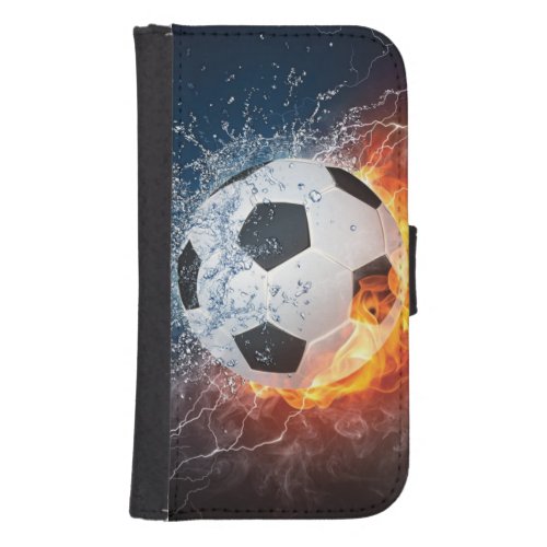 Flaming FootballSoccer Ball Throw Pillow Galaxy S4 Wallet Case