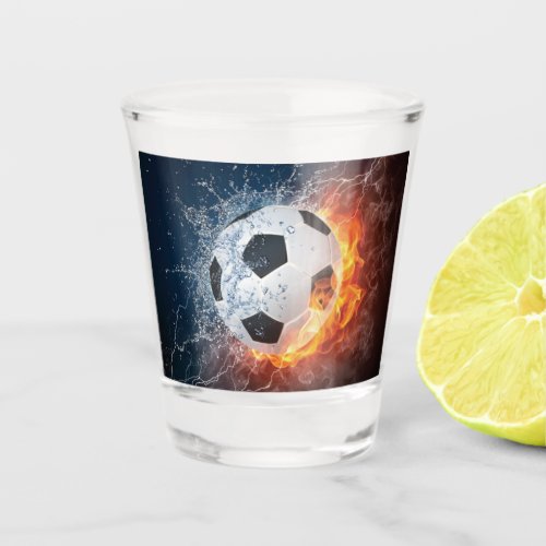 Flaming FootballSoccer Ball Throw Pillow Shot Glass