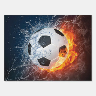 Flaming Football/Soccer Ball Throw Pillow Sign