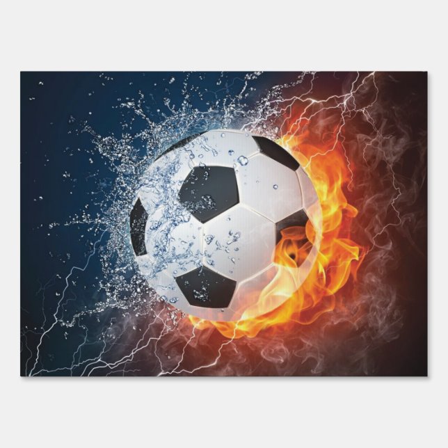 Flaming Football/Soccer Ball Throw Pillow Sign (Front)