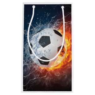Flaming Football/Soccer Ball Throw Pillow Small Gift Bag