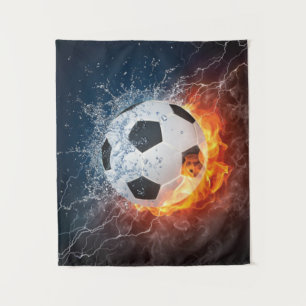 Flaming Football/Soccer Ball Throw Pillow Tapestry