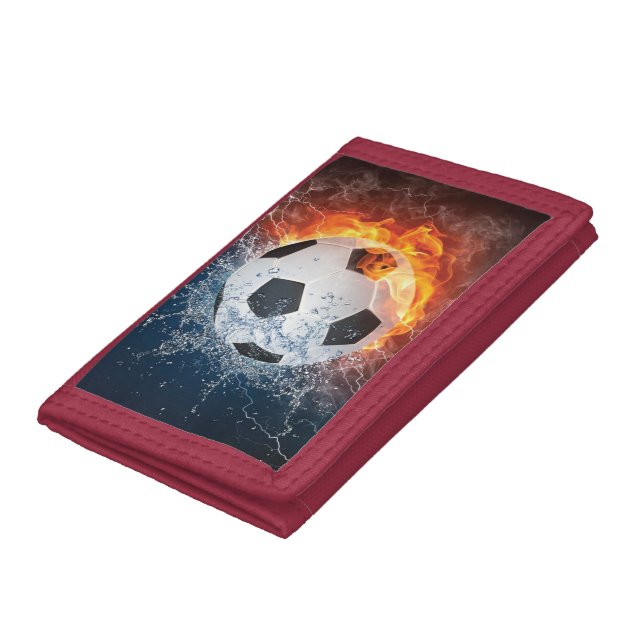 Flaming Football/Soccer Ball Throw Pillow Trifold Wallet (Bottom)