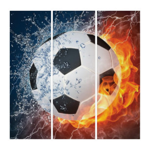 Flaming Football/Soccer Ball Throw Pillow Triptych