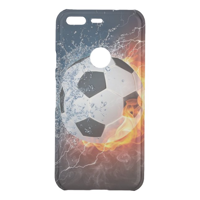 Flaming Football/Soccer Ball Throw Pillow Uncommon Google Pixel Case (Back)