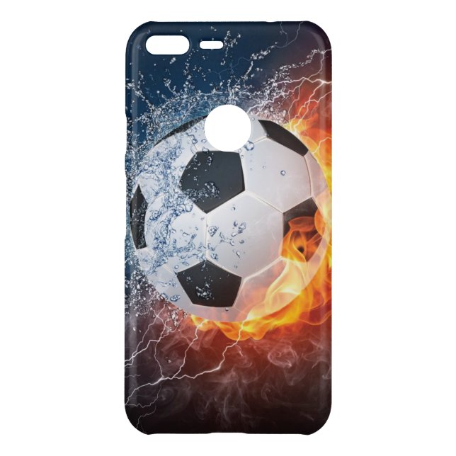 Flaming Football/Soccer Ball Throw Pillow Uncommon Google Pixel XL Case (Back)