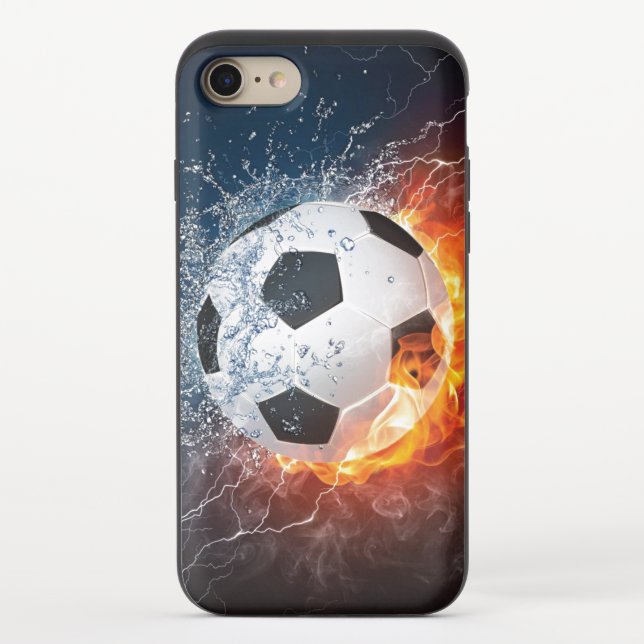 Flaming Football/Soccer Ball Throw Pillow Uncommon iPhone Case (Back)