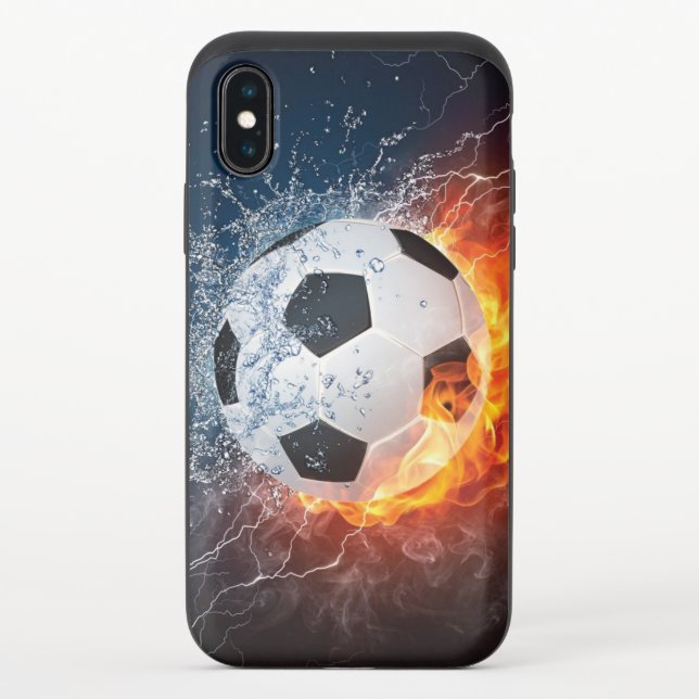 Flaming Football/Soccer Ball Throw Pillow Uncommon iPhone Case (Back)