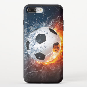 Flaming Football/Soccer Ball Throw Pillow iPhone 8/7 Plus Slider Case