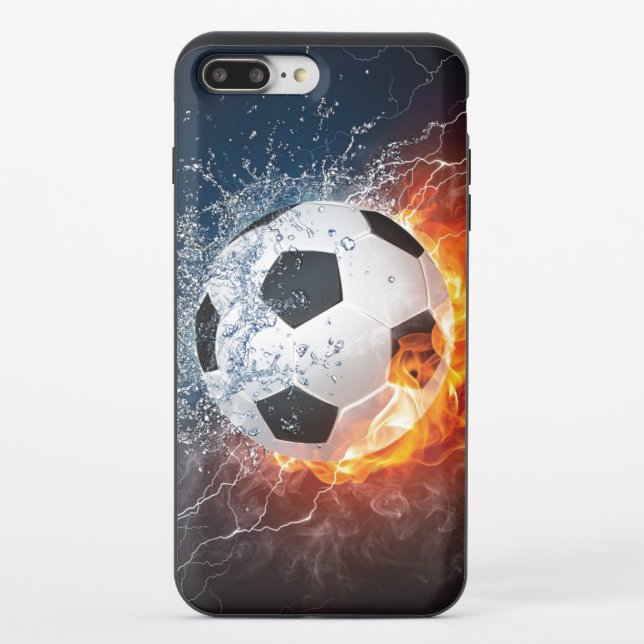 Flaming Football/Soccer Ball Throw Pillow Uncommon iPhone Case (Back)