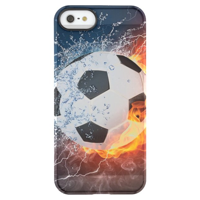 Flaming Football/Soccer Ball Throw Pillow Uncommon iPhone Case (Back)