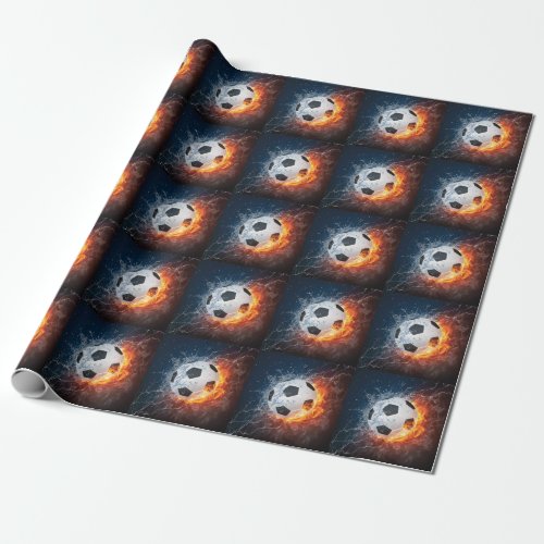 Flaming FootballSoccer Ball Throw Pillow Wrapping Paper