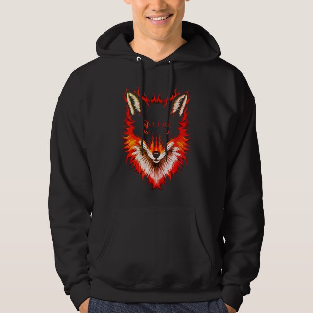 Flaming Fox Face Hoodie (Front)