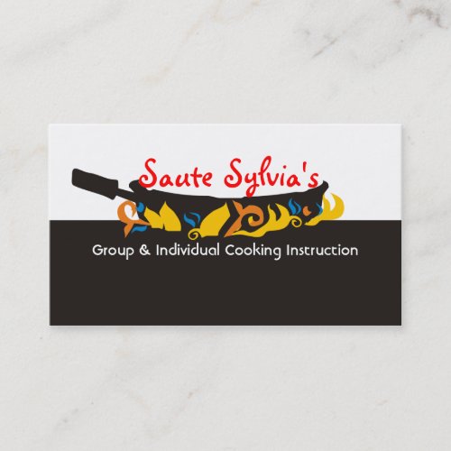 Flaming  frying pan skillet chef catering biz card business card template