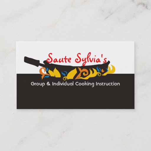 Customizable Flaming  frying pan skillet chef catering biz card business card template