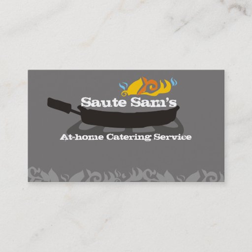 Customizable Flaming frying pan skillet chef catering biz cards business card template