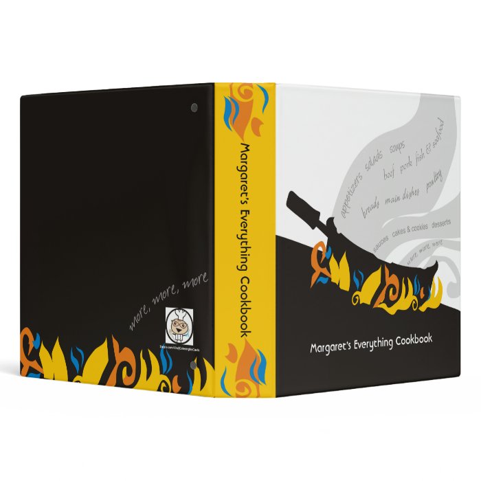 Flaming  frying pan skillet recipe cookbook binder