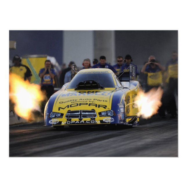 Flaming Funny Car Drag Racer Sports Photo Print (Front)