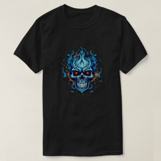 Flaming Fury Skull Shirt – Blue Flame Skull Graphi