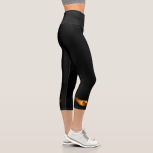 Flaming Golden Pickleballs - Black Pickleball Life Capri Leggings