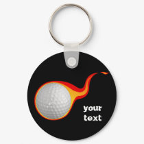 flaming golf ball keychain