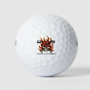 Flaming Golfer Skull and Crossbones Golf Balls
