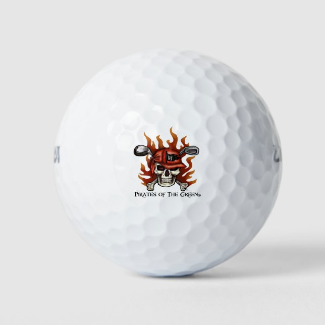Flaming Golfer Skull and Crossbones Golf Balls (Front)