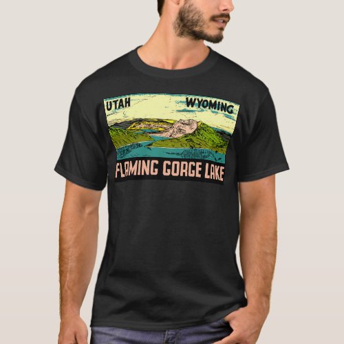 Flaming Gorge Lake Vintage Utah Wyoming Travel Ret T_Shirt