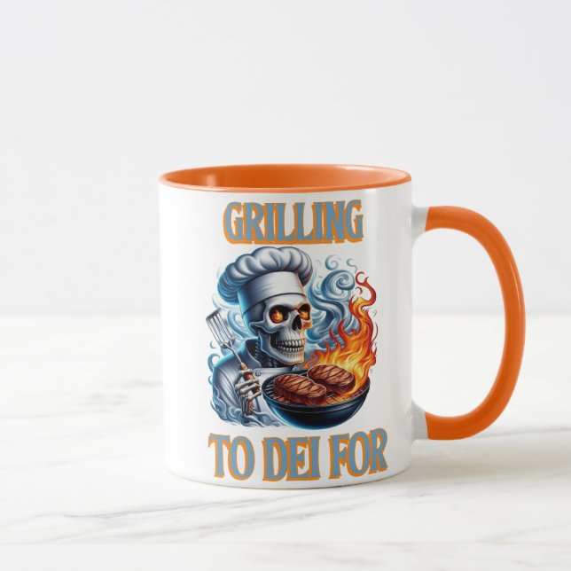 Flaming Grilling Skeleton Mug (Right)