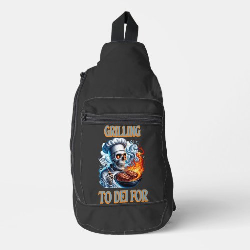 Flaming Grilling Skeleton Sling Bag