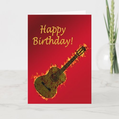 Flaming Guitar birthday card