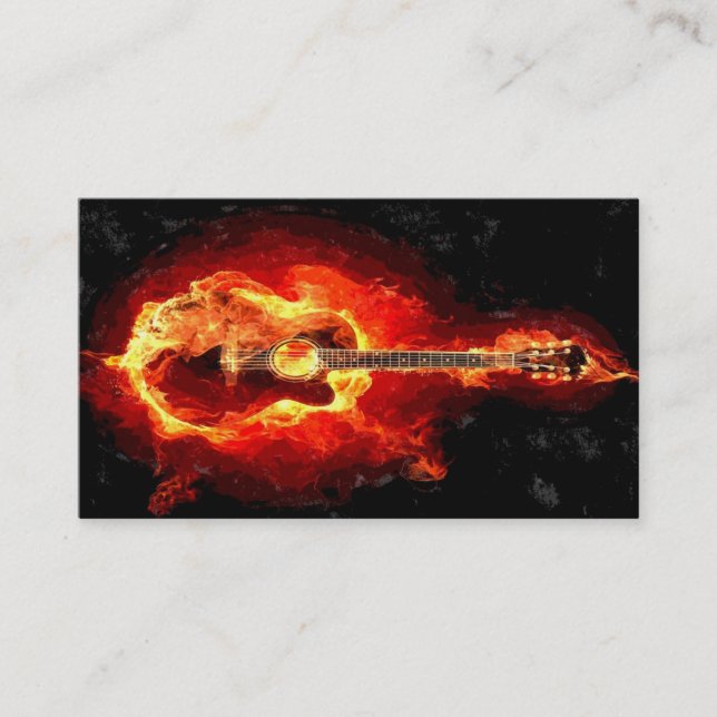 Flaming Guitar Business Card (Front)