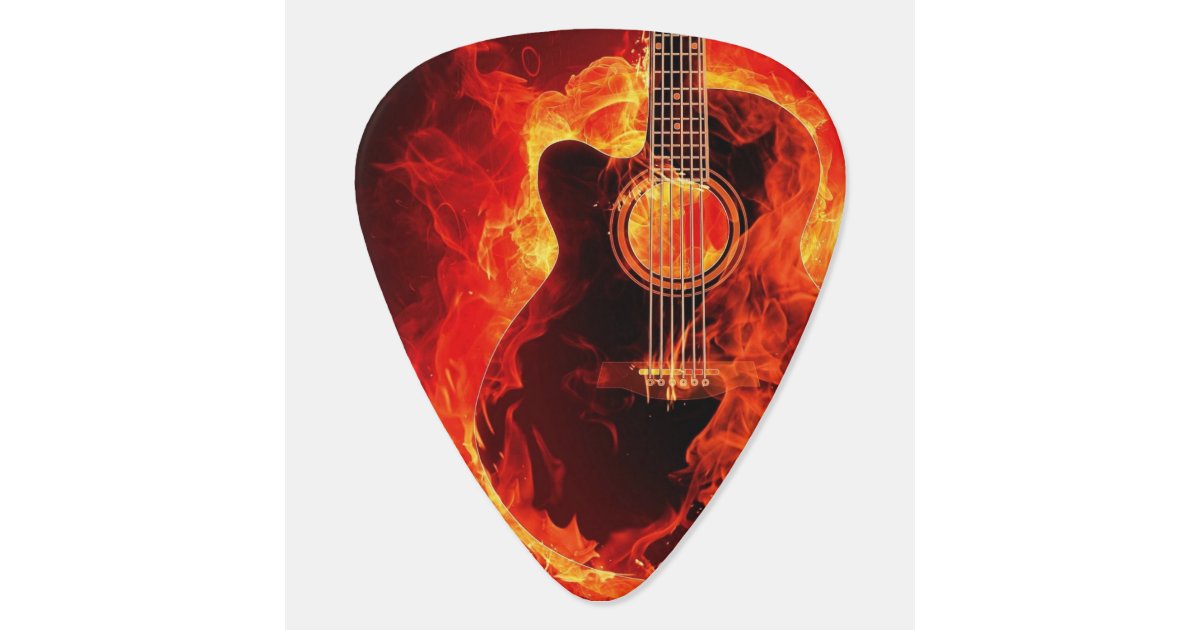 Flaming guitar guitar pick | Zazzle