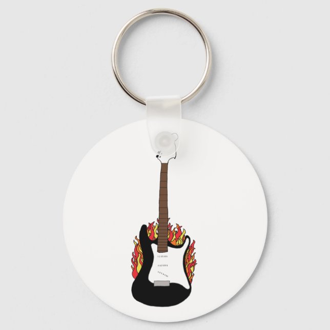 Flaming Guitar Keychain (Front)