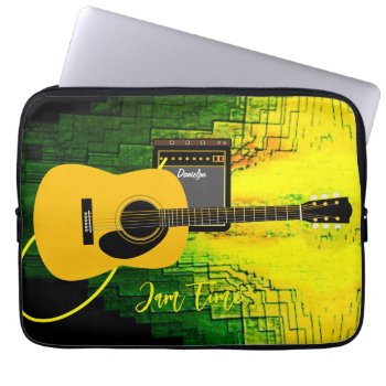 Flaming Guitar Laptop Sleeve by danieljm at Zazzle