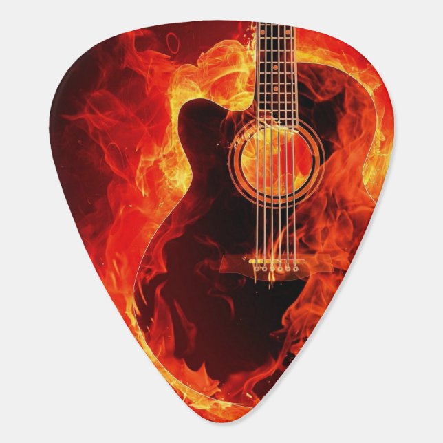 Flaming guitar pick (Back)