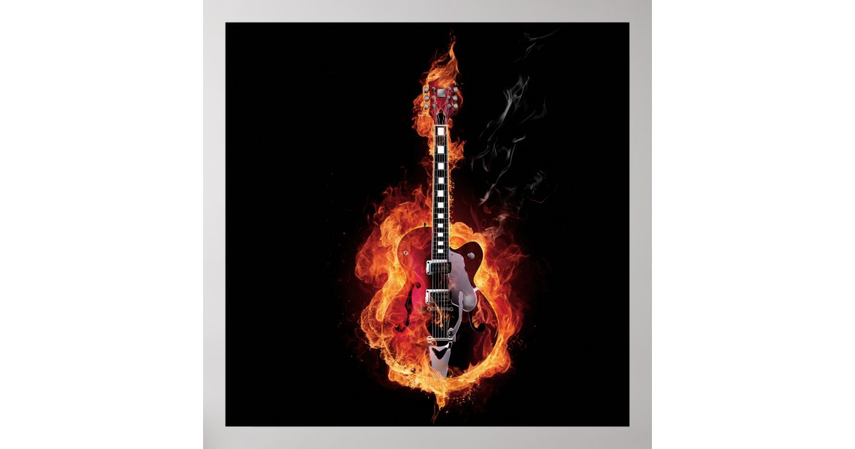 Flaming Guitar Poster | Zazzle