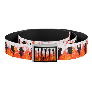 Flaming Guitar Rock and Roll Punk Metal Music Belt