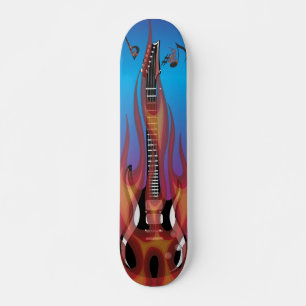 Flaming Guitar Skateboard Deck