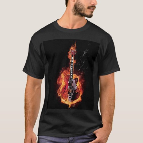 Flaming Guitar T_Shirt