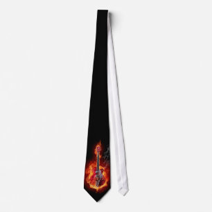 Flaming Guitar Tie