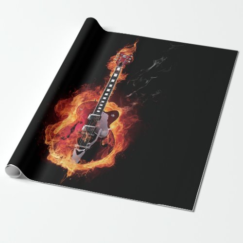 Flaming Guitar Wrapping Paper