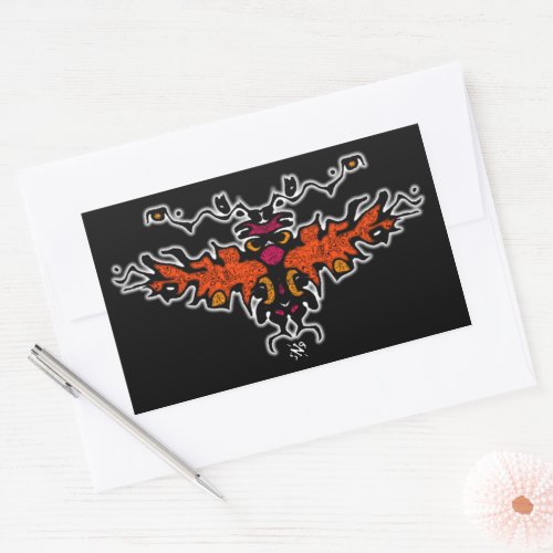 Flaming harpy colorful cool sketch v2 rectangular sticker