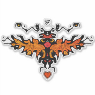 Flaming harpy colorful cool sketch v3 sticker