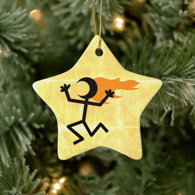 Flaming Head Ceramic Ornament (Tree)