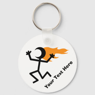 Flaming Head Stickman Keychain