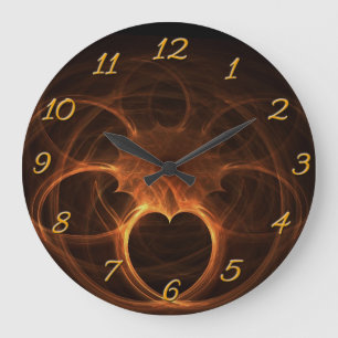 Flaming Heart Coil Large Clock